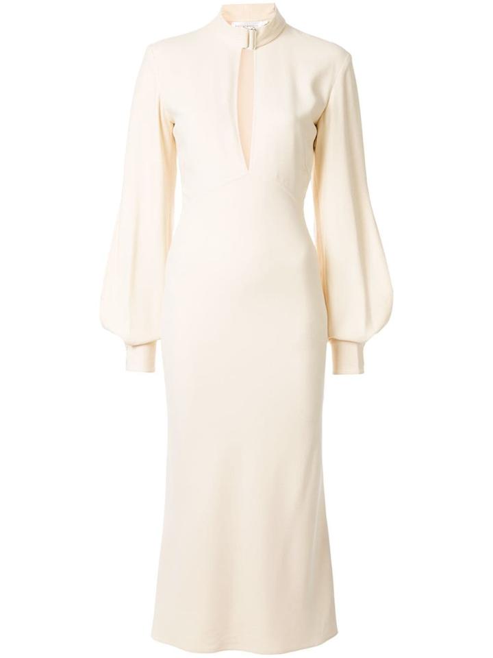 Victoria Beckham Midi Dress With Front Slit - Yellow