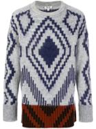 Kenzo Contrast Hem Patterned Jumper - Grey
