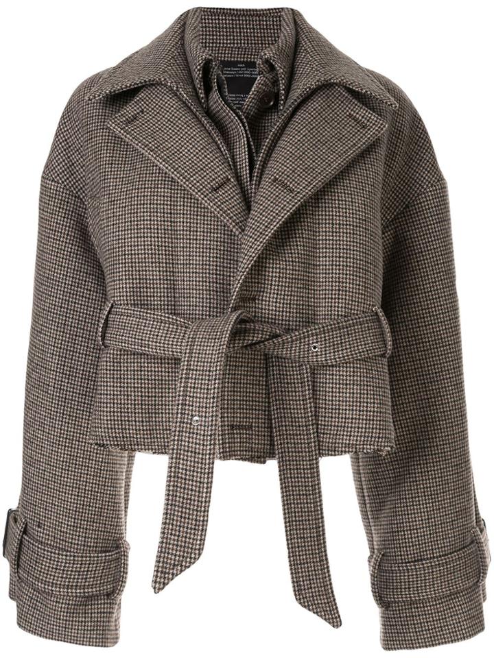 Rokh Layered-effect Houndstooth Jacket - Grey