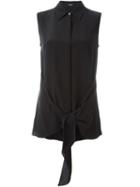 Theory Belted Sleeveless Shirt, Women's, Size: Xs, Black, Silk