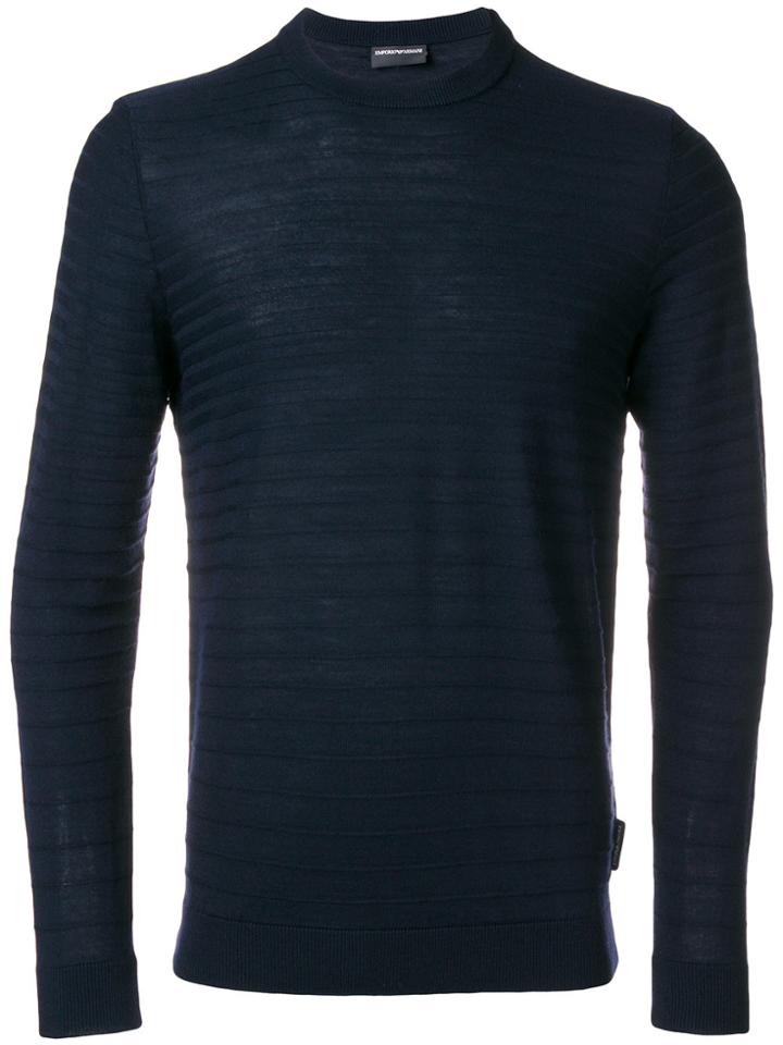 Emporio Armani Stripe Detail Jumper - Blue