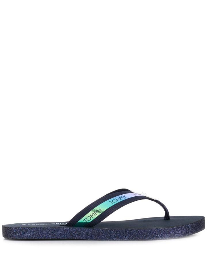 Tommy Hilfiger Logo Thong Flip Flops - 403 - Blue