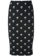 Victoria Beckham Daisy Pattern Fitted Skirt, Women's, Size: 8, Black, Cotton/polyester/polyamide/spandex/elastane