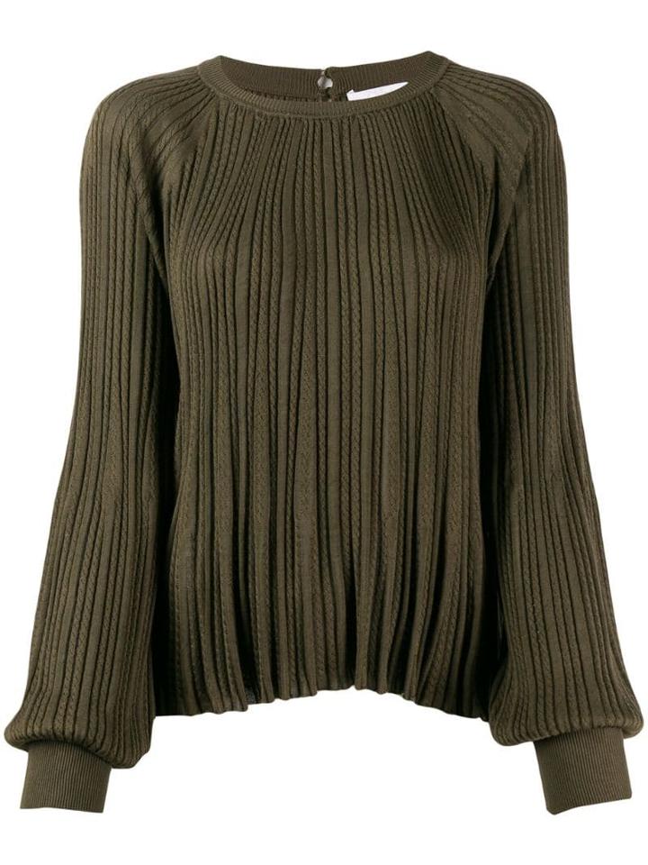 Chloé Pleated Cable Knit Top - Green