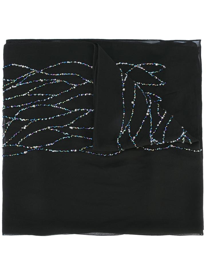 Armani Collezioni Beaded Trim Scarf - Black