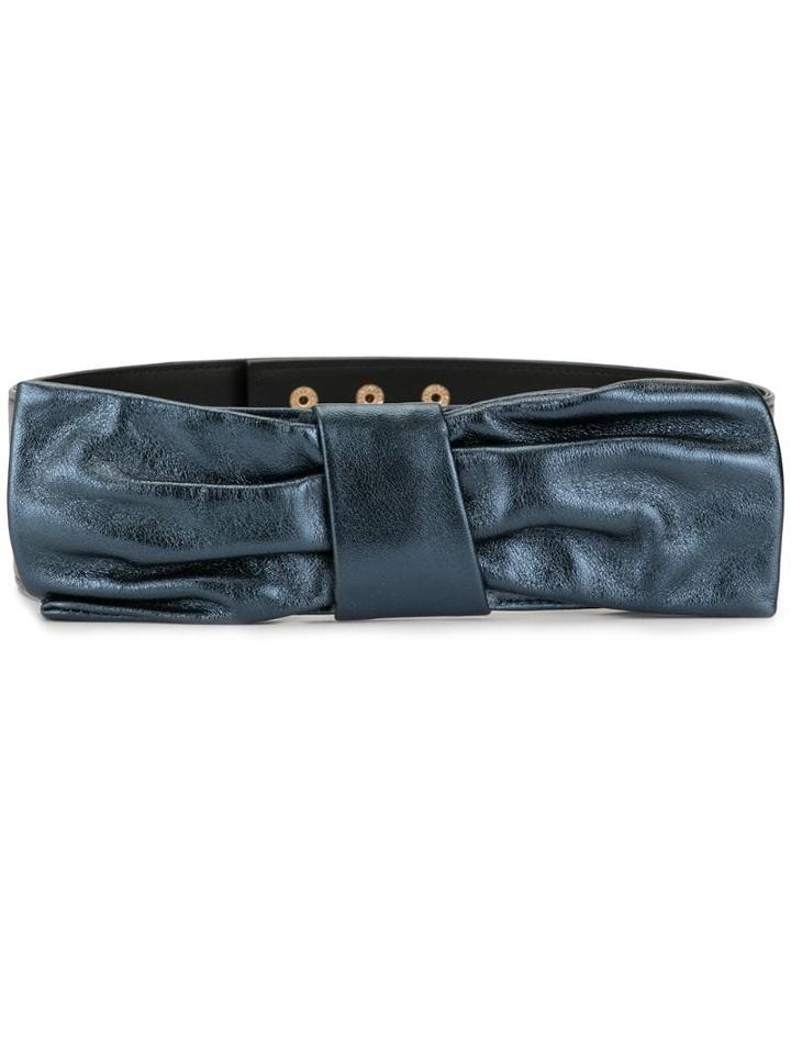 Paule Ka Leather Bow Belt - Blue