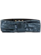 Paule Ka Leather Bow Belt - Blue