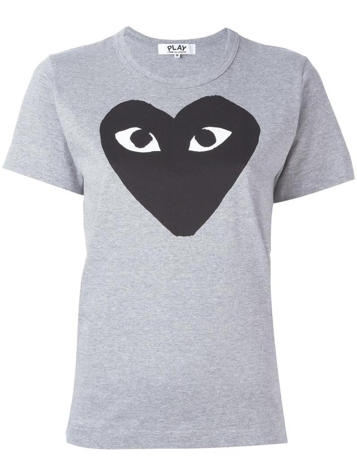 Comme Des Garçons Play Heart Print T-shirt, Women's, Size: Large, Grey, Cotton