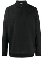Karl Lagerfeld Long Sleeve Pattern Polo - Black