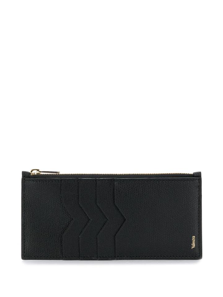 Valextra Zip Top Cardholder Wallet - Black