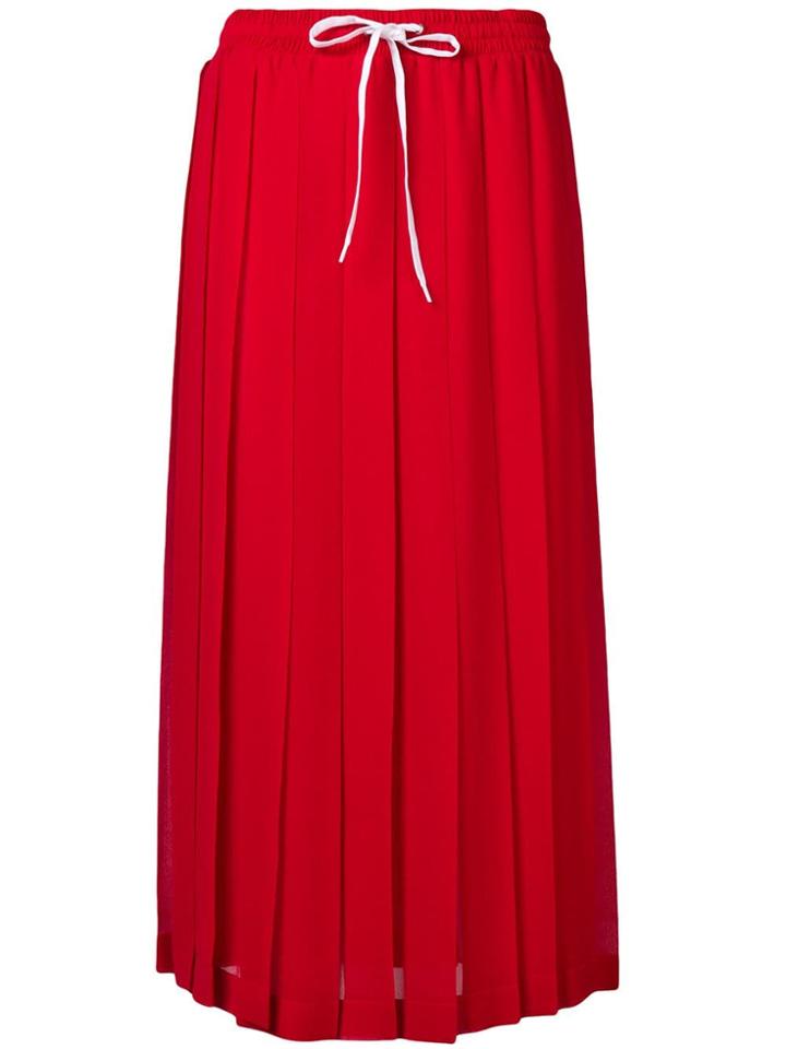 Miu Miu Pleated Midi Skirt - Red