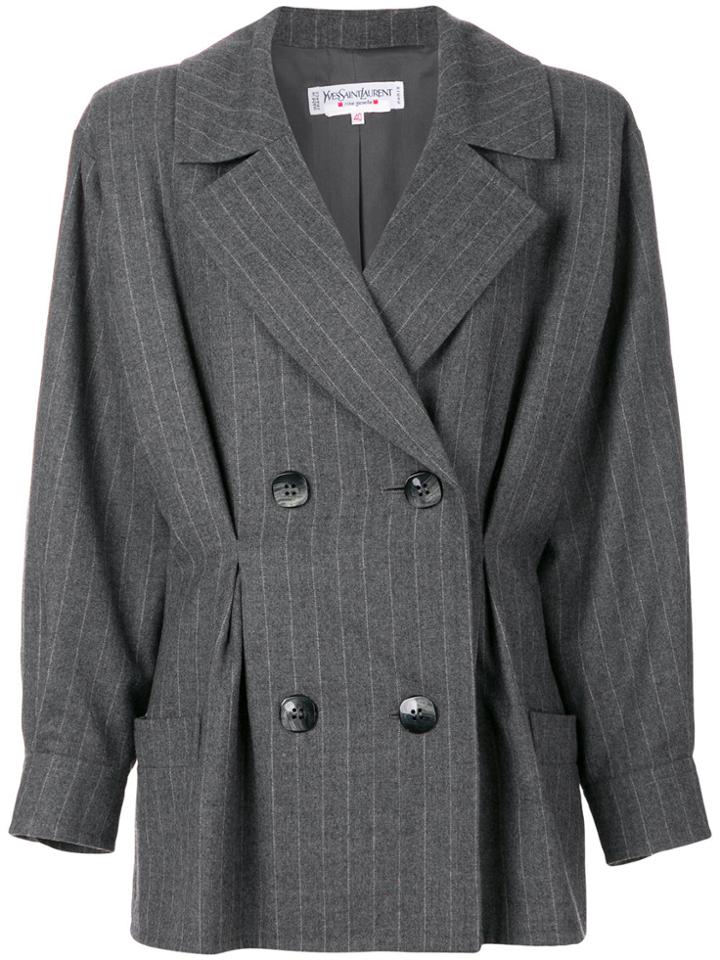 Yves Saint Laurent Vintage Double-breasted Pinstripe Jacket - Grey