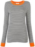 Michael Michael Kors Striped Longsleeved T-shirt, Women's, Size: Large, Black, Spandex/elastane/viscose