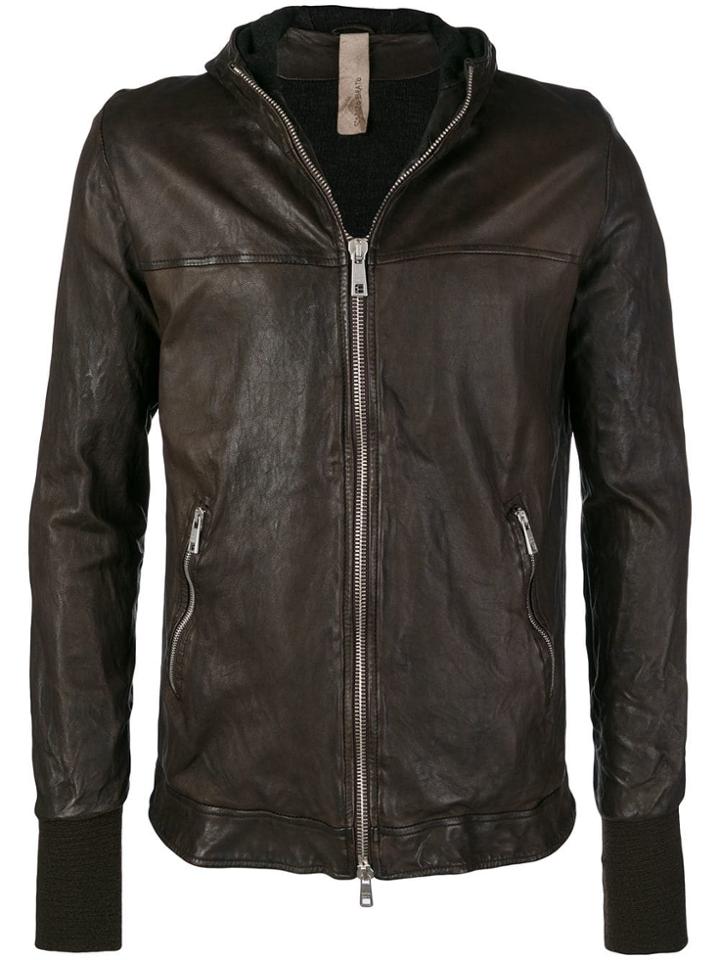 Giorgio Brato Hooded Leather Jacket - Brown