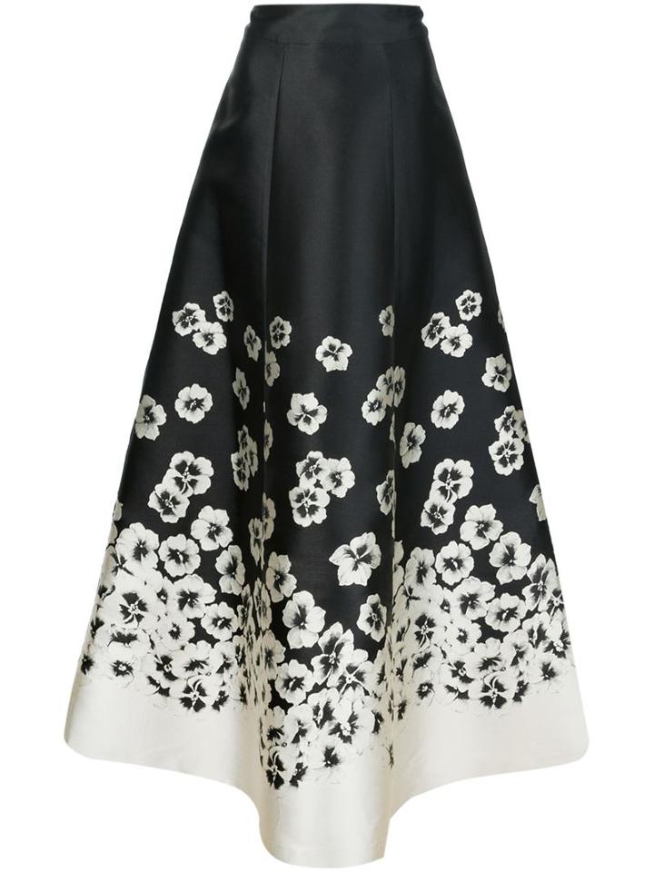 Alice+olivia Floral Maxi Skirt, Women's, Size: 4, Black, Polyester/nylon/silk