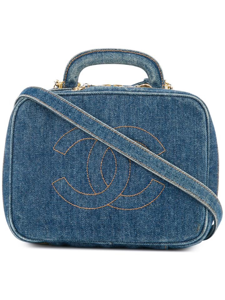 Chanel Vintage Denim 2way Cosmetic Bag - Blue