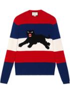 Gucci - Sweater With Jacquard Panther - Men - Wool - S, Blue, Wool