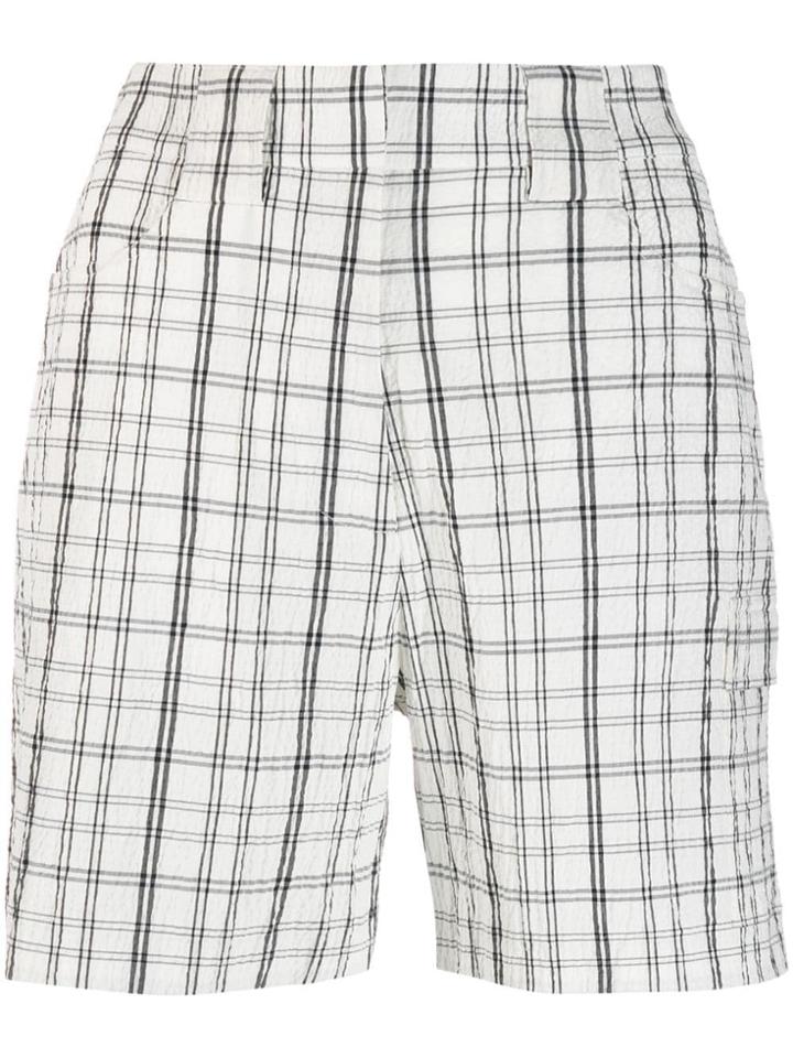 Aalto Check Print Shorts - White