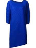 Pleats Please By Issey Miyake Asymmetric Pleated Dress, Women's, Size: 3, Blue, Polyester