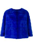 Liska Ribbed Fur Jacket - Blue