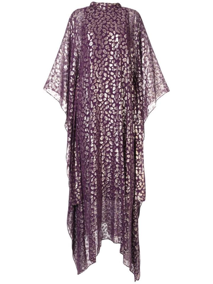 Taller Marmo Mettalic Print Kaftan Dress - Purple