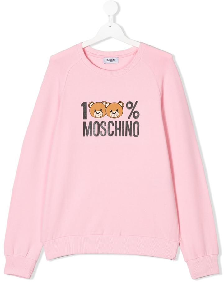 Moschino Kids Teen Teddy Bear Print Sweatshirt - Pink & Purple