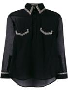Saint Laurent Contrast-trim Fitted Shirt - Black