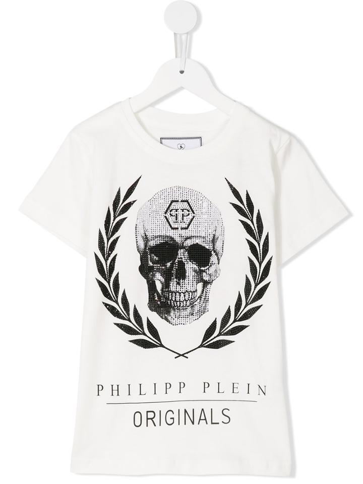 Philipp Plein Kids Skull Print T-shirt, Boy's, Size: 8 Yrs, Nude/neutrals