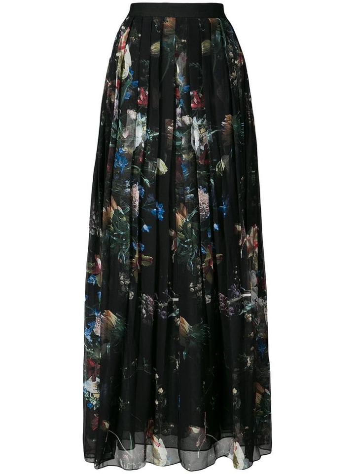 Adam Lippes Printed Pleated Midi Skirt - Black