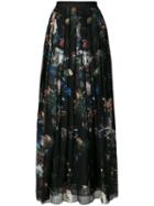 Adam Lippes Printed Pleated Midi Skirt - Black