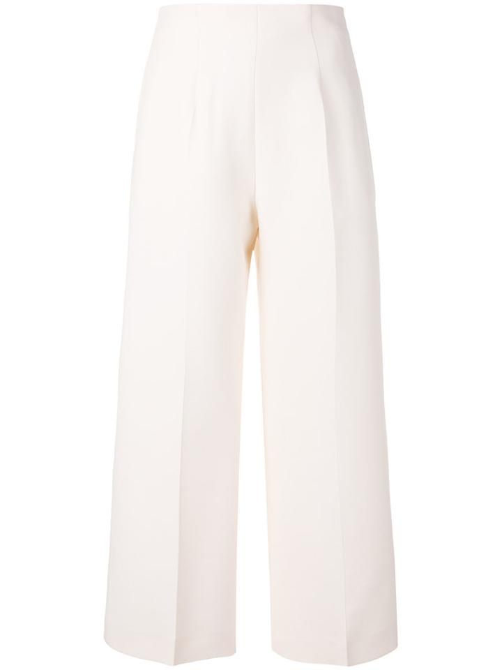Fendi - Flared Cropped Trousers - Women - Silk/wool - 40, Nude/neutrals, Silk/wool