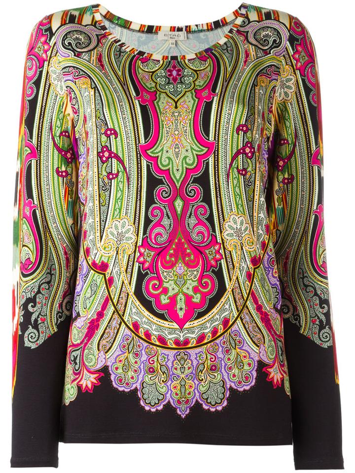 Etro Paisley Print Top, Women's, Size: 42, Viscose/spandex/elastane