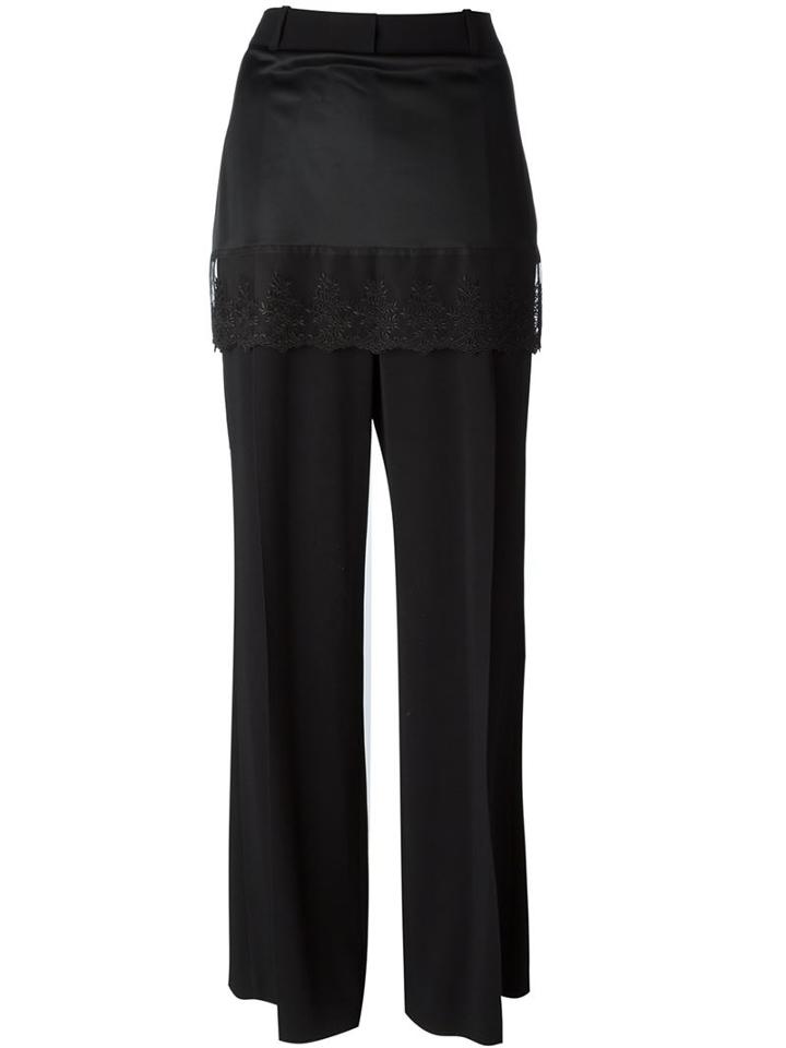 Givenchy - Lace Trim Skirt Trousers - Women - Silk/polyamide/polyester/viscose - 36, Black, Silk/polyamide/polyester/viscose
