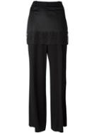Givenchy - Lace Trim Skirt Trousers - Women - Silk/polyamide/polyester/viscose - 36, Black, Silk/polyamide/polyester/viscose