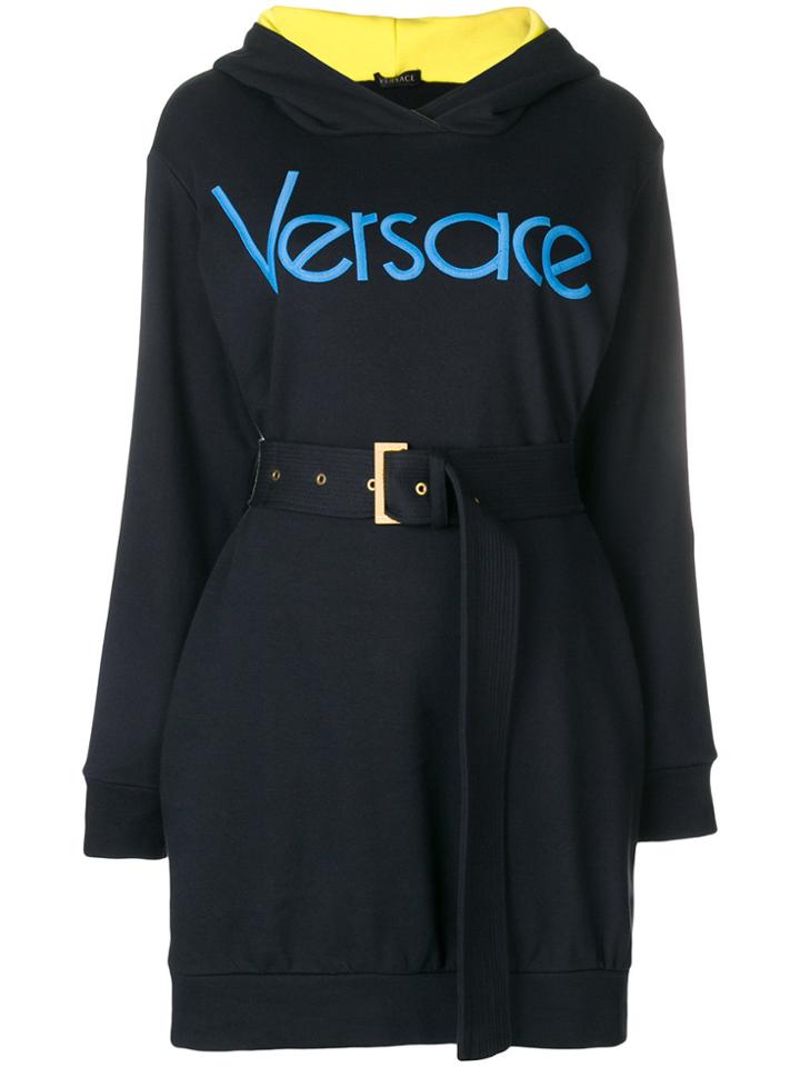 Versace Vintage Logo Hooded Dress - Black