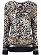 Roberto Cavalli Long Sleeved Leopard T-shirt, Women's, Size: 48, Black, Cupro