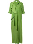 Lanvin Draped Ruffle Shirt Dress - Green