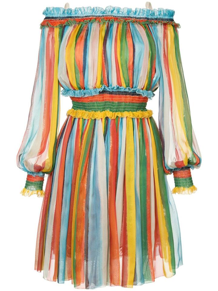 Dolce & Gabbana Striped Off-the-shoulder Dress - Multicolour