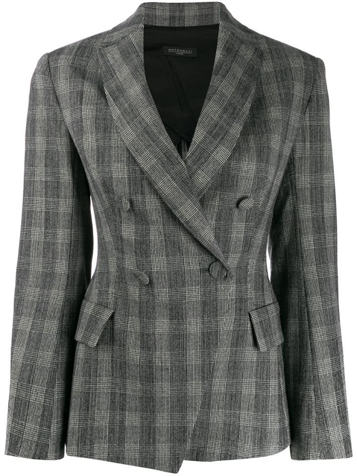 Antonelli Fabien Glen Plaid Blazer - Grey