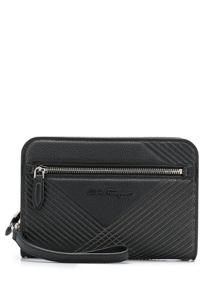 Salvatore Ferragamo Embossed Clutch Bag - Black