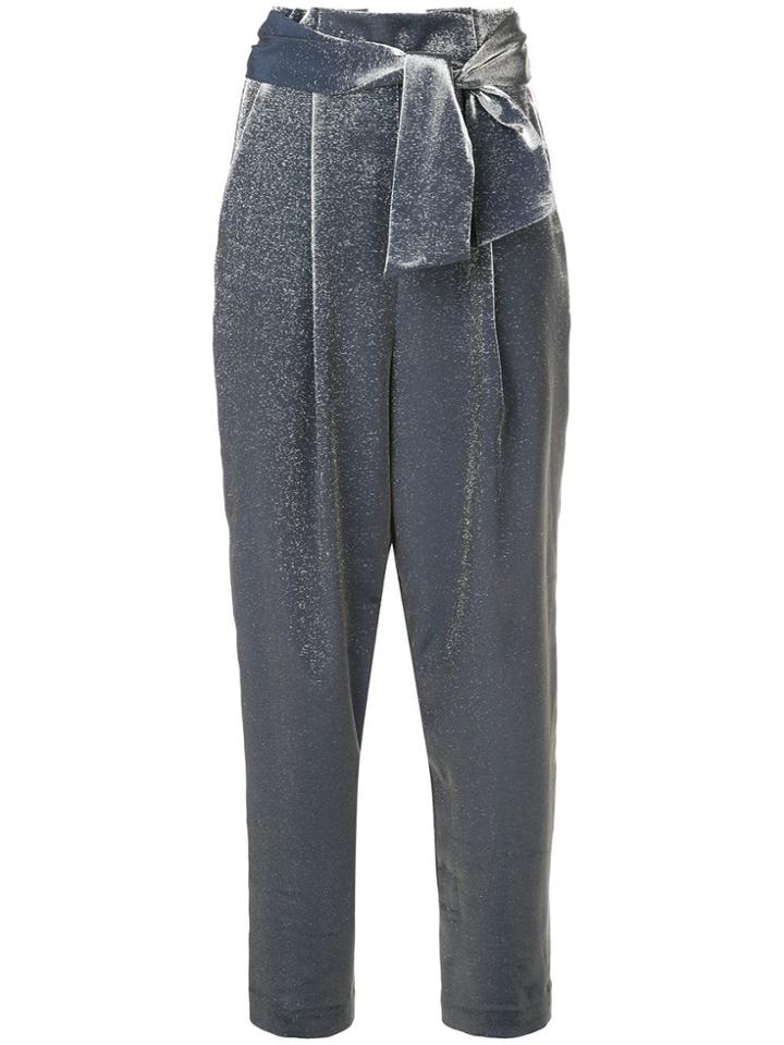 Sally Lapointe Velvet Paper Bag Trousers - Metallic