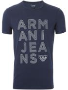 Armani Jeans Logo Print T-shirt, Men's, Size: Xxl, Blue, Cotton/spandex/elastane