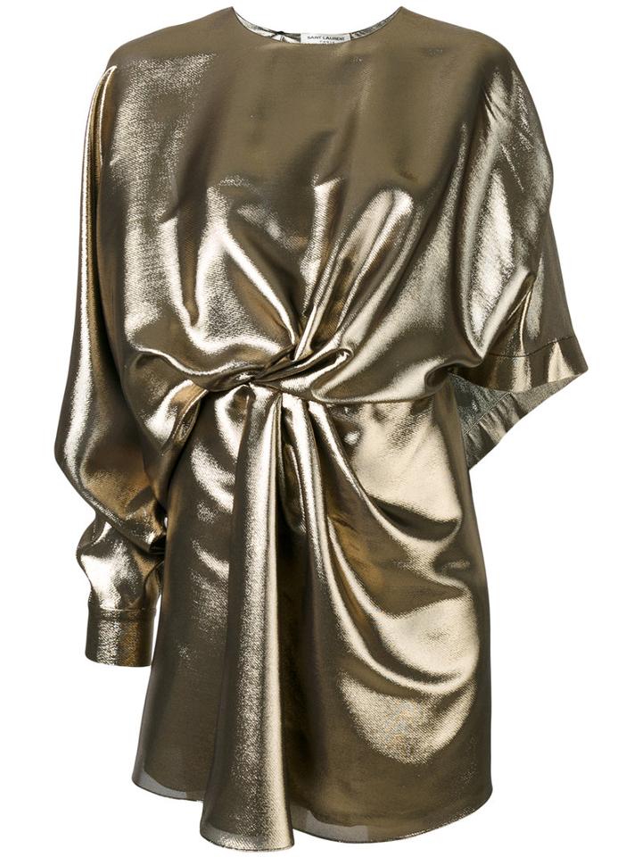 Saint Laurent - Metallic (grey) Dress - Women - Silk/metallic Fibre - 36, Silk/metallic Fibre
