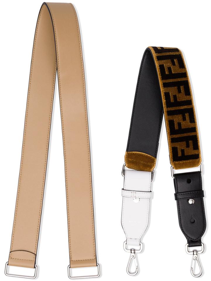 Fendi Leather And Velvet Bag Straps - Brown