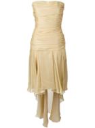 Jean Louis Scherrer Pre-owned Draped Strapless Train Dress - Metallic