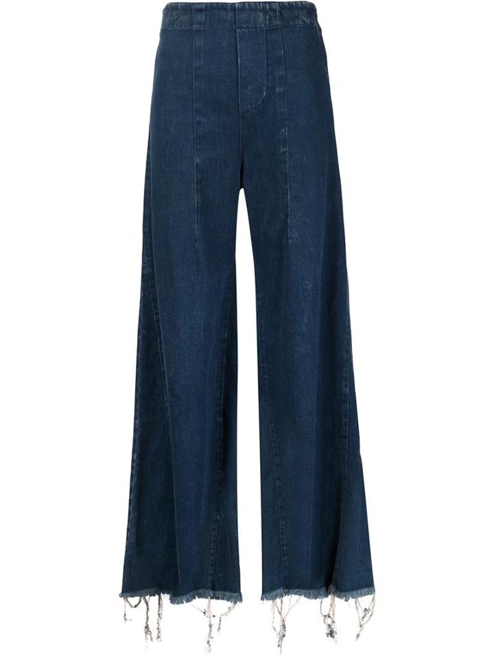 Chloé Washed Denim Flared Trousers, Women's, Size: 42, Blue, Cotton