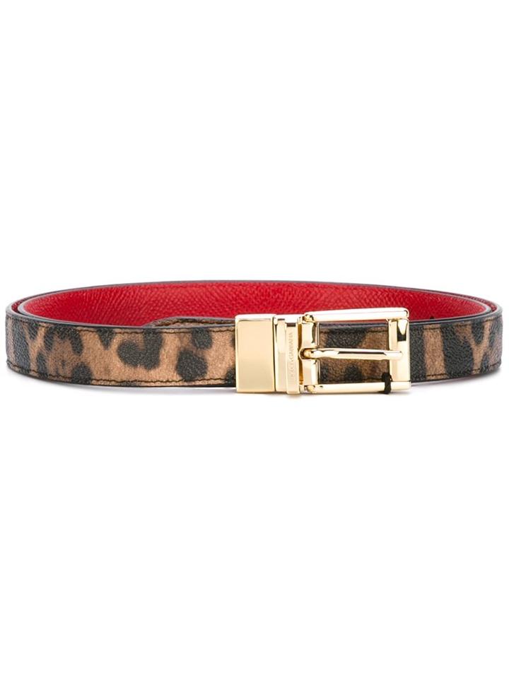 Dolce & Gabbana Leopard Print Belt, Women's, Size: 95, Brown, Leather