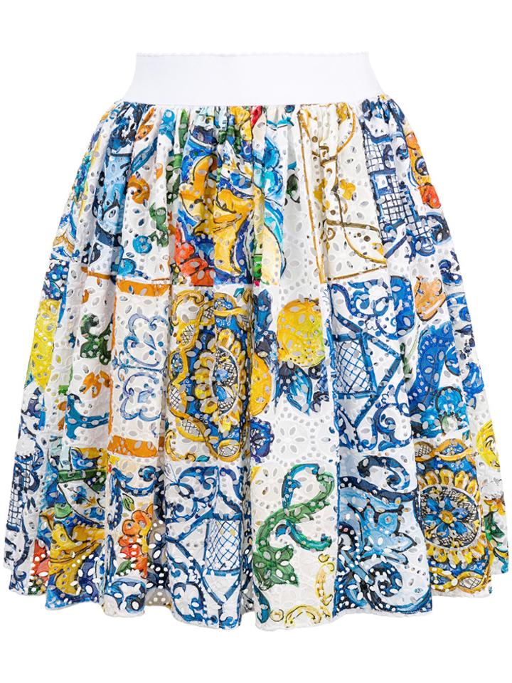 Dolce & Gabbana Tile Print Mini Skirt - White