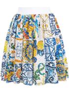 Dolce & Gabbana Tile Print Mini Skirt - White