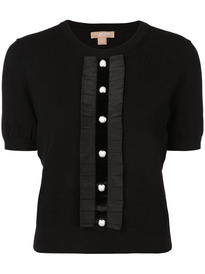 Michael Kors Collection Button Front Knit Top - Black